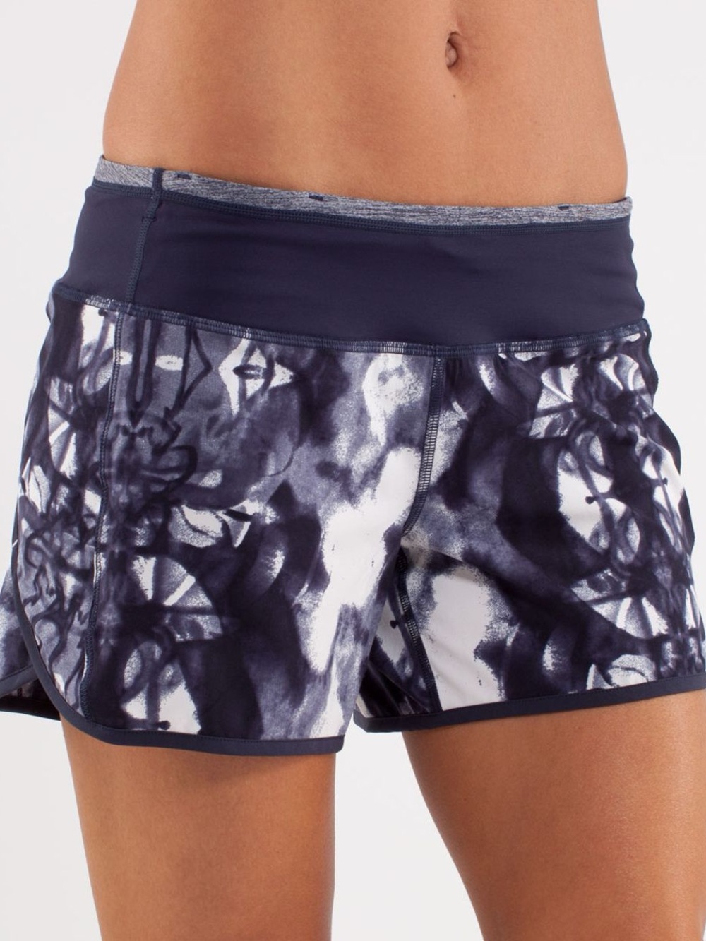 lululemon athletica Navy and White Abstract Print Athletic Shorts